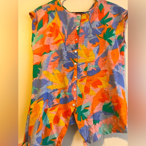 Joie Scoop Neck Tropical Floral Sleeveless Top - Picture 2 of 4